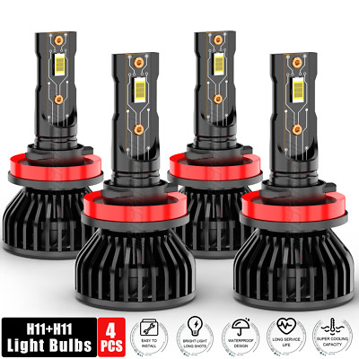 4X H9 H11 LED Headlights Kit Combo Bulbs For Chevrolet Captiva Sport 2012-2015