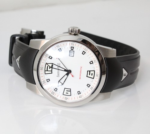 Montre Automatique Eberhard Scafomatic 41026 Avec Date Et Sangle En Caoutchouc - Photo 1 sur 11