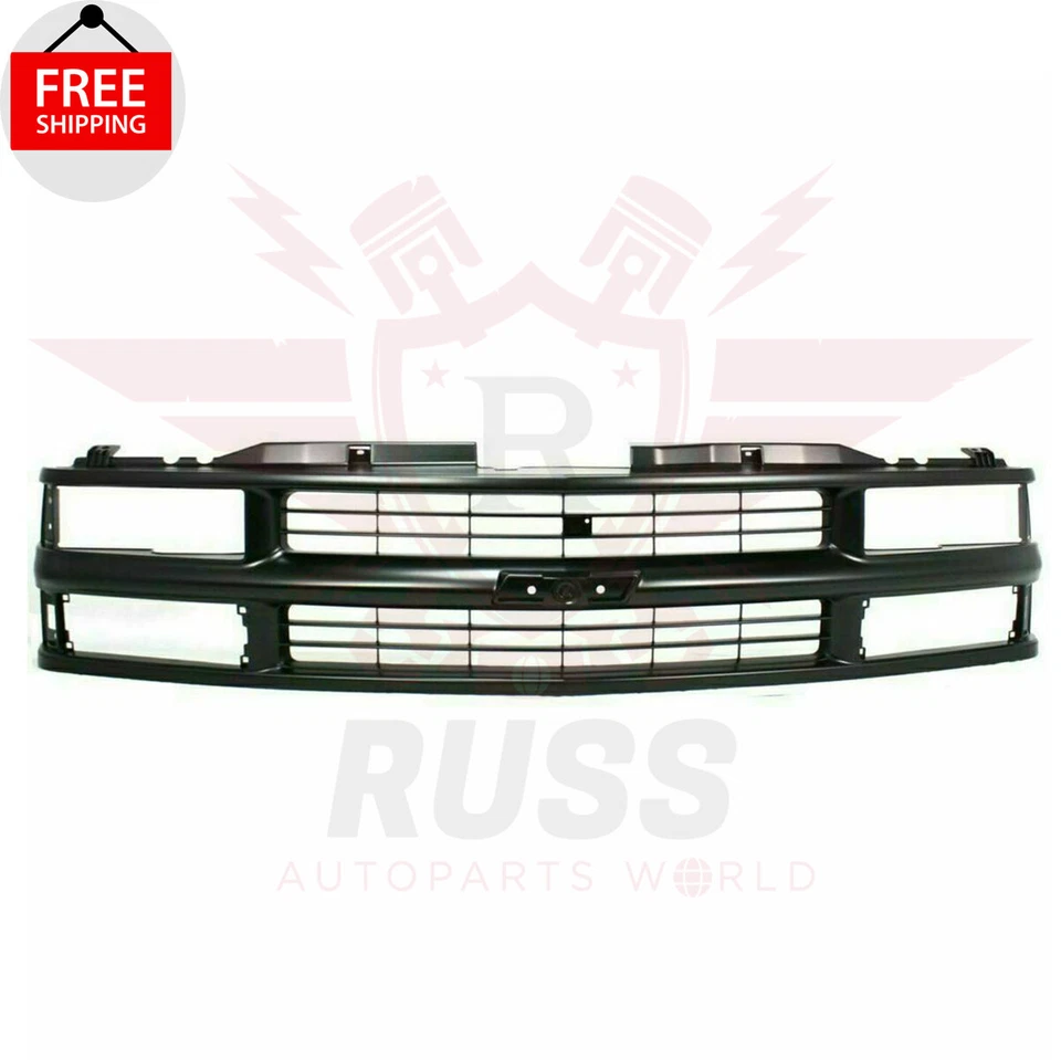 For 1994-2000 Chevy C/K Pickup Front Grille Black + Headlights & Side Markers 9p Foto 3 de 4