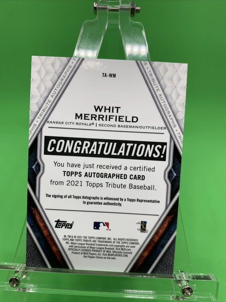 2021 Topps Tribute Whit Merrifield Blue Parallel On Card Auto 95/150 Royals - Image 3 of 4