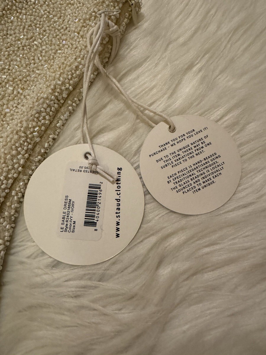 Staud New Le Sable Ivory Cream Mini Dress Medium Staud New Le Sable Ivory Cream Mini Dress Medium