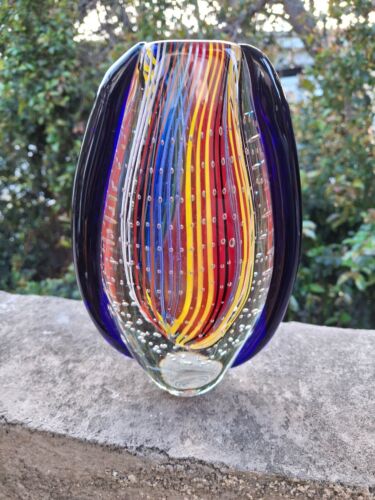 VINTAGE DEKORATIVE 50ER JAHRE MURANO SOMMERSO KUNST GLAS KNOSPENVASE 7,75" HT CBJ SIGNIERT - Bild 6 von 12