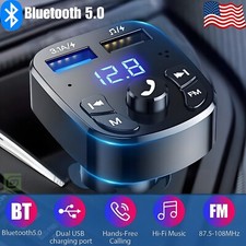 Bluetooth 5.0 Car Wireless FM Transmitter Adapter 2USB PD Charger AUX Hands-Free
