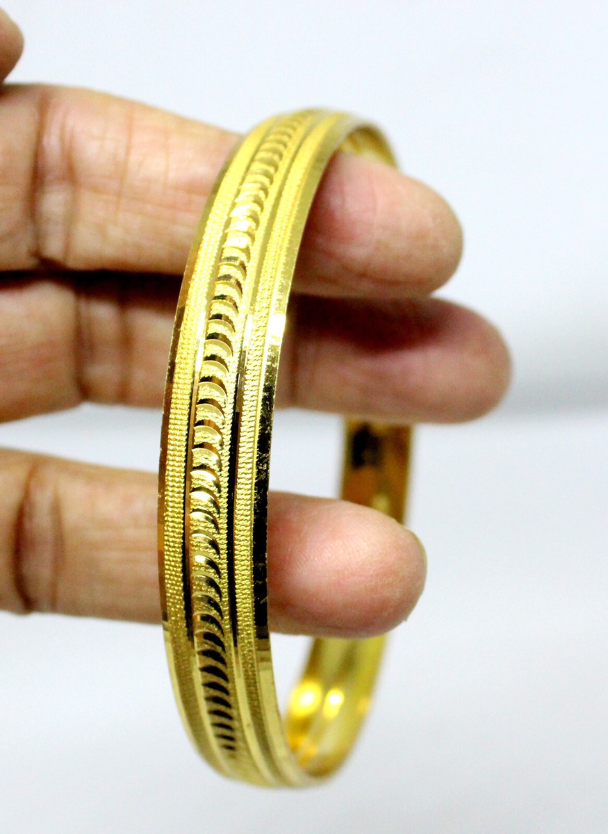 2.12 Size Stunning Gold Plated kada Sikh Singh Kara Kada