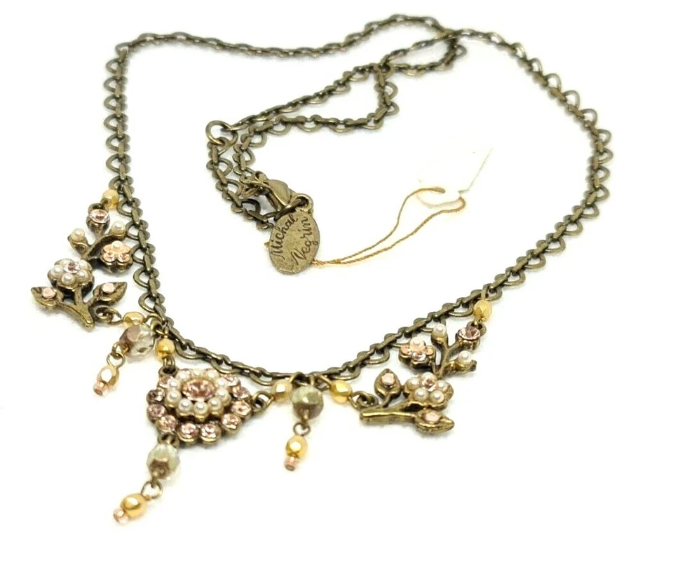 Precioso collar de Michal Negrin cuentas brillantes con cristales flores. Foto 3 de 4