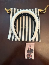 Lele Sadoughi White Pearl Velvet Alice Headband (New, sold out)