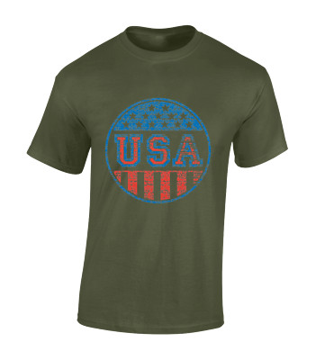 RETRO USA LOGO HERREN T-SHIRT AMERICAN EAGLE US FLAGGE BASKETBALL KLASSISCH TOP
