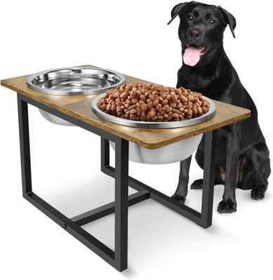 Elevated Dog Bowls for Large Dogs, Raised Dog Bowl Stand with Two X-Large Stainl