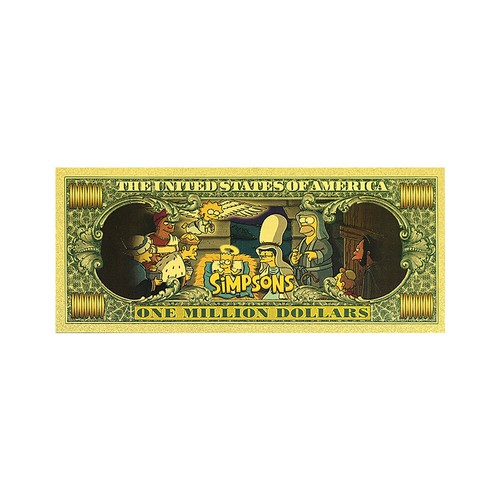 The Simpsons Gold Foil Banknote One Million Dollars Plastics Money Collection - Picture 7 of 8