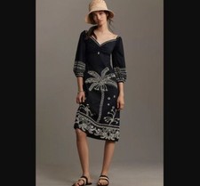 New S Farm Rio x Anthropologie sweetheart cutout beaded midi dress