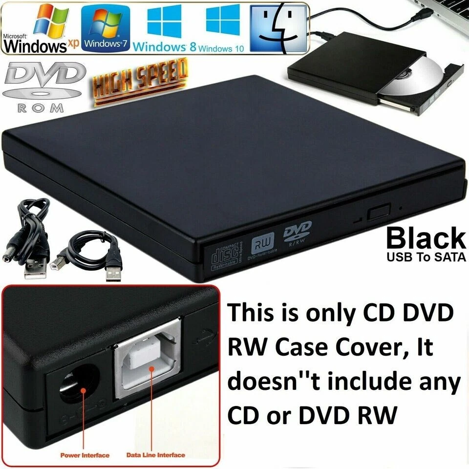 Laptop CD DVD USB to SATA External Drive Case Caddy Enclosure RW ROM Cover - Image 4 of 4