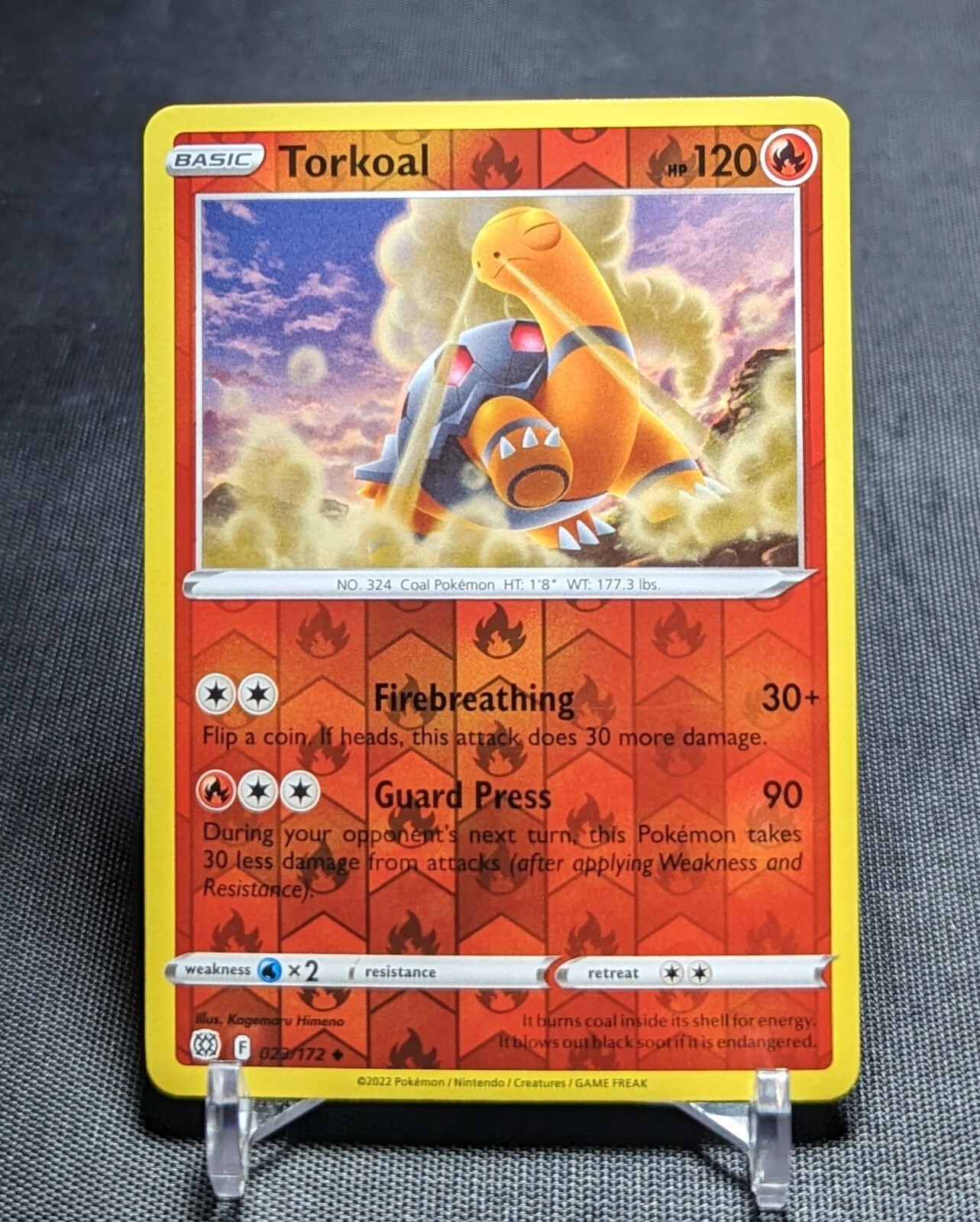 Torkoal Uncommon Reverse Holo 2022 Brilliant Stars Pokemon TCG Card 023/172