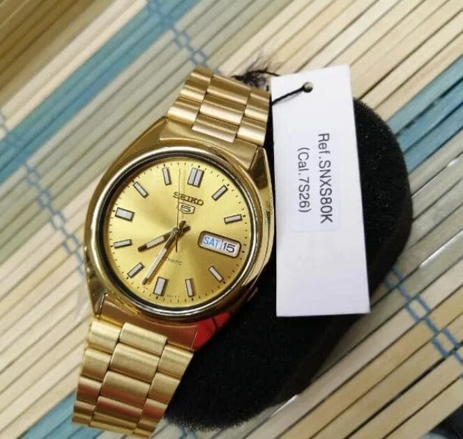 Seiko 5 SNXS80K1 Gold Tone Analog Automatic Stainless Steel Men's