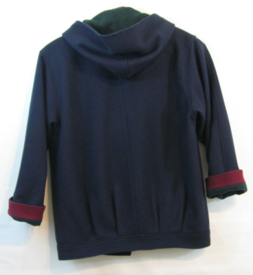 HERMAN KAY Bib Jacket Wool Blend Blue & Red Hooded Women's Size 10