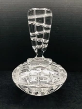 Vintage Art Deco MCM Crystal Vanity Trinket Covered Dish 6.5” Tall
