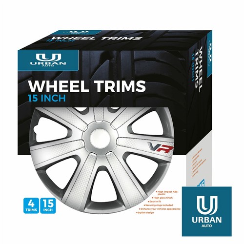 Copricerchi Chromia 15" per adattarsi a Mercedes-Benz Vaneo Argento Carbonio Set di 4 - Foto 2 di 5
