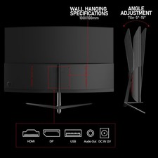 Inch Curved Gaming Monitor,144Hz 180Hz PC Monitor Full HD 1080P, Frameless 18 9