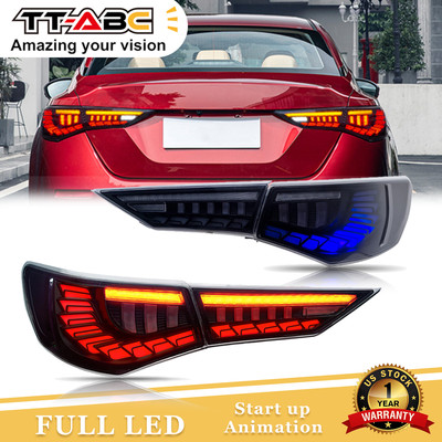 LED Tail Lights for Nissan Sentra Sylphy Pulsar 19-22 Rear Lamps Blue Animation