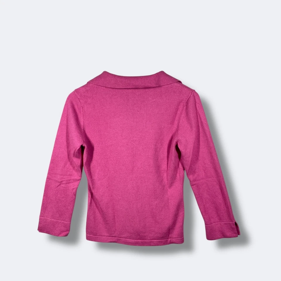 Suéter Top Y2K Mossimo Manga 3/4 Para Mujer M Rosa Mezcla Seda Cuello en V Dinero Antiguo Foto 4 de 4