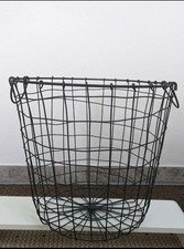 Metallkorb Rund mit Griffe, Drahtkorb, Grau Aufbewahrungskorb, Deko, Ø 40cm