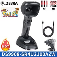 Zebra DS9908-SR4U2100AZW Handheld USB 1D 2D Barcode Scanner Reader W/ USB Cable