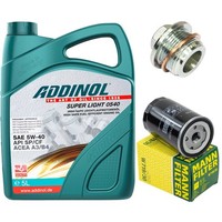 MotoröL Filter Set Addinol 5W-40 5 Liter + Schraube FüR Audi A6 A8 80 100 Vw 2.0