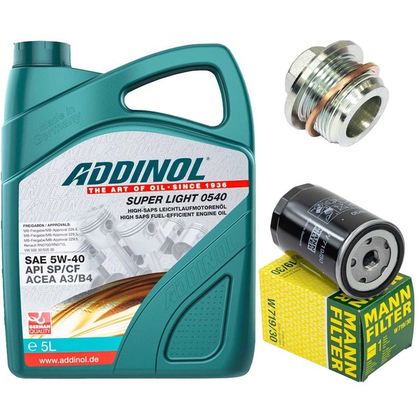MotoröL Filter Set Addinol 5W-40 5 Liter + Schraube FüR Audi A6 A8 80 100 Vw 2.0-image