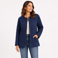 Lands End Primaloft Quilted Jacket Small Navy Lightweight Insulated Coat