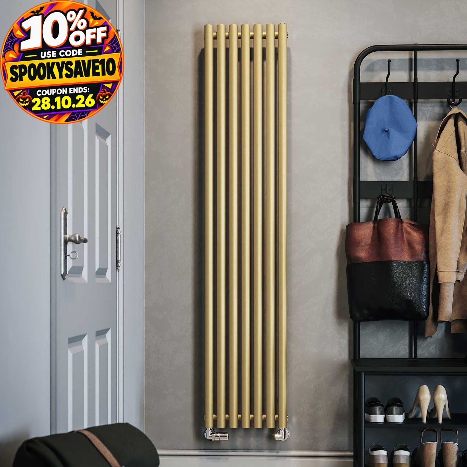 Brass Horizontal Designer Radiator Oval Column Central Heating Rads 1800 x 370mm
