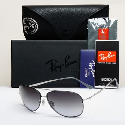 Ray-Ban Sonnenbrille LightRay Tech silber grau randlos Pilot RB 8052 60mm
