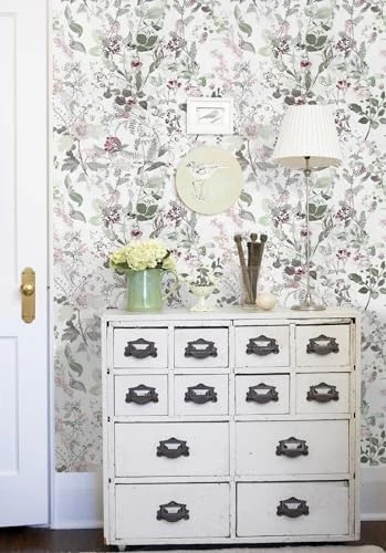 Papel Pintado Floral Extraíble "17.7" x 394" Pelar y Pegar - Boho Autoadhesivo Dec Foto 3 de 4