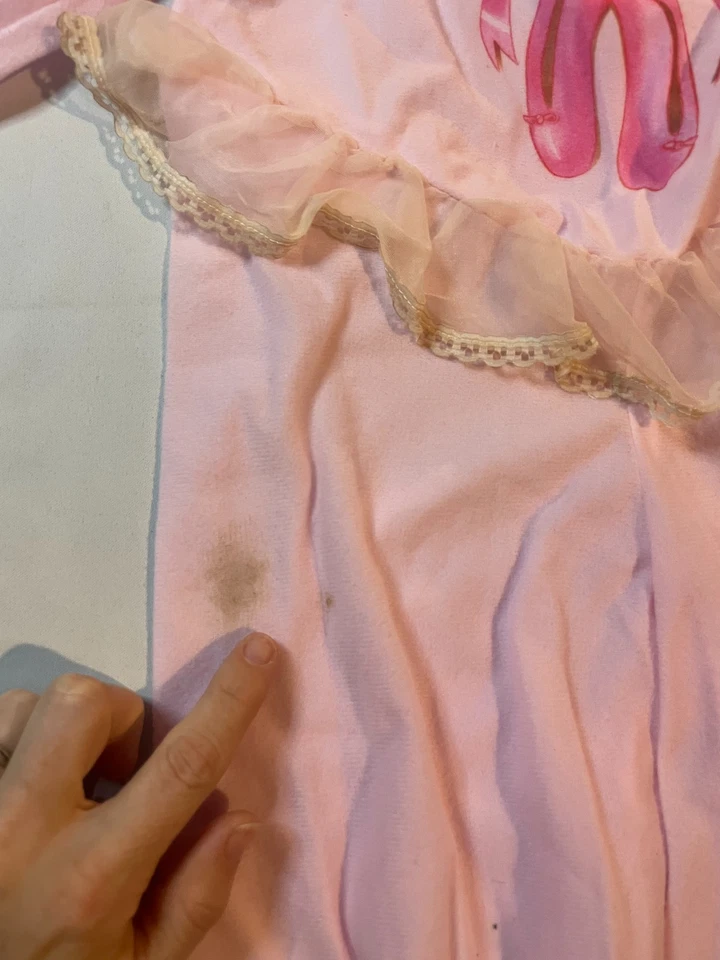 Vintage Candlestick Ballerina One Piece Pajama Girls Size 4T Pink Ruffle Trim - Image 2 of 4