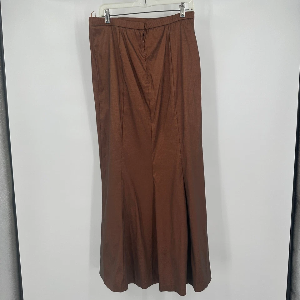Alex Evenings Womens Minimalist Maxi Skirt Size L Satin Brown Old Money Elegant - Image 2 of 4