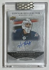 2020-21 UD Clear Cut Connor Hellebuyck Auto Embedded Endorsements /99 #EE-HE