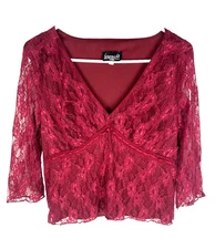 Y2K Women's Top Lace Mesh Floral Size L Whimsigoth Witchy Glam Coquette