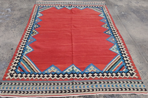 Vintage Traditional Oriental Turkish Multicolor Wool Kilim Rug Carpet 266x174 cm