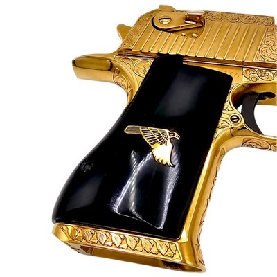 Desert Eagle Mark XIX Grips 50 AE 44 Mag 24K Gold Eagle Insignia Polished Black
