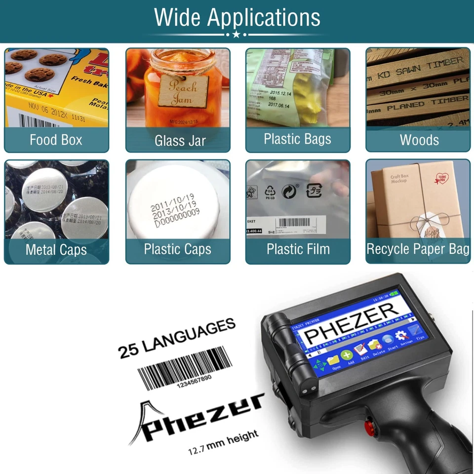 Phezer P15 Handheld Inkjet Printer for Any Surface Date QR Code Logo (D-2-1111 - Image 2 of 4