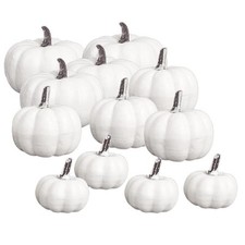 12x White Artificial Pumpkins Assorted Sizes Pumpkin Decor And DIY
