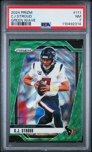 2024 PANINI PRIZM GREEN WAVE #111 CJ STROUD PSA 7