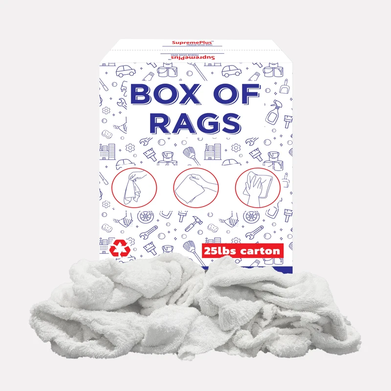 Supremeplus Recycled White Terry Cloth Rags 25 Lbs. - High Absorbent Terry
Opens in a new window or