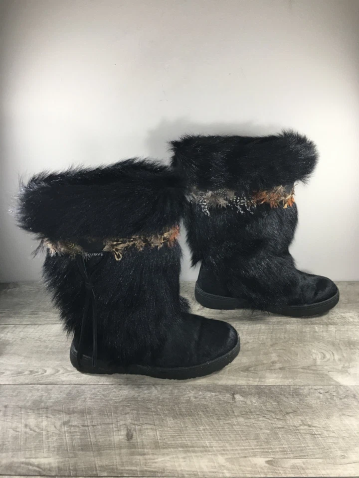 Bearpaw Kola II Sheepskin Black Goat Fur Women’s Winter Snow Lined Boots Size 10 - Image 2 of 4