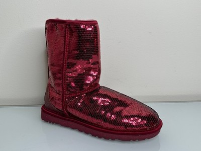 UGG Womens Red Sequin Boots S/N 1003598 Classic Short 7 US | eBay