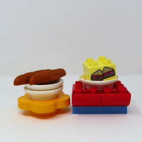 Lego Duplo 10587 Cafe Complete Set Figures Food Umbrella No Box / Instructions