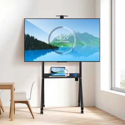 Smart Board Stand for 42''-86''Interactive Whiteboard Mobile Lockable Wheels Black