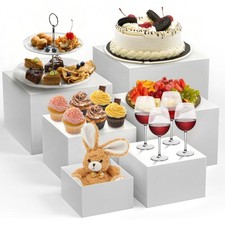 6PCS White Stackable Buffet Risers for Bakery Wedding Jewelry Cosmetics