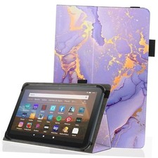 Universal 10 10.1 Inch Android Tablet Case,Slim Folding Stand Purple Marble