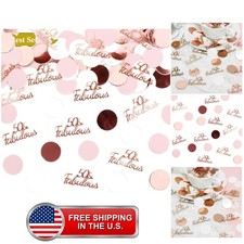 Happy 50th Birthday Decorations Rose Gold for Women,50 and Fabulous Round Tab...