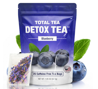 Total Tea Detox Tea - Caffeine Free Blueberry Colon Cleanse & Slimming Tea 25ct
