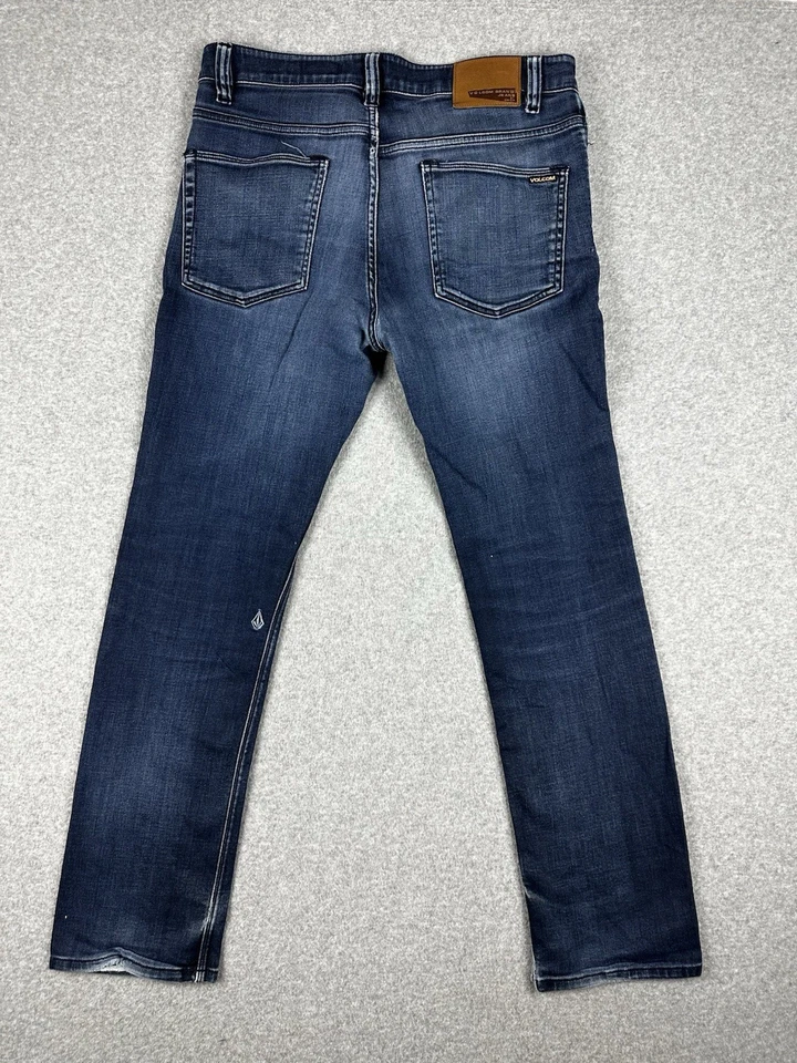 Volcom Solver Modern Straight Men’s Denim Jeans Size 32 W34" Blue Skate Wear - Image 3 of 4